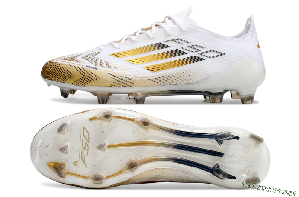 Men's Adidas F50 Elite FG Football Boots - White/Gold/Black 1