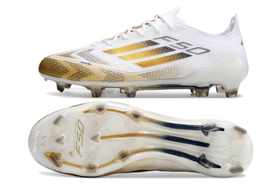 Men's Adidas F50 Elite FG Football Boots - White/Gold/Black