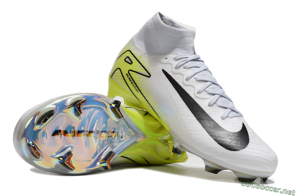 Unisex Nike Air Zoom Mercurial Superfly 10 Elite FG Football Boots - White/Black/Yellow 1