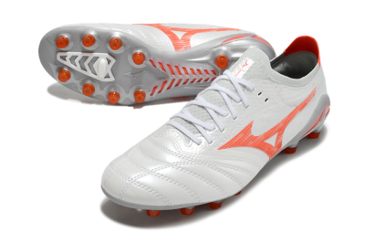 Men's Mizuno Morelia Neo 4 Bate FG Football Boots - White/Red/Grey