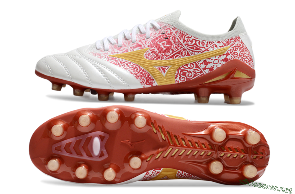 Men's Mizuno Morelia Neo 4 Bate FG Football Boots - White/Red/Yellow 1