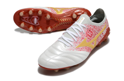 Men's Mizuno Morelia Neo 4 Bate FG Football Boots - White/Red/Yellow