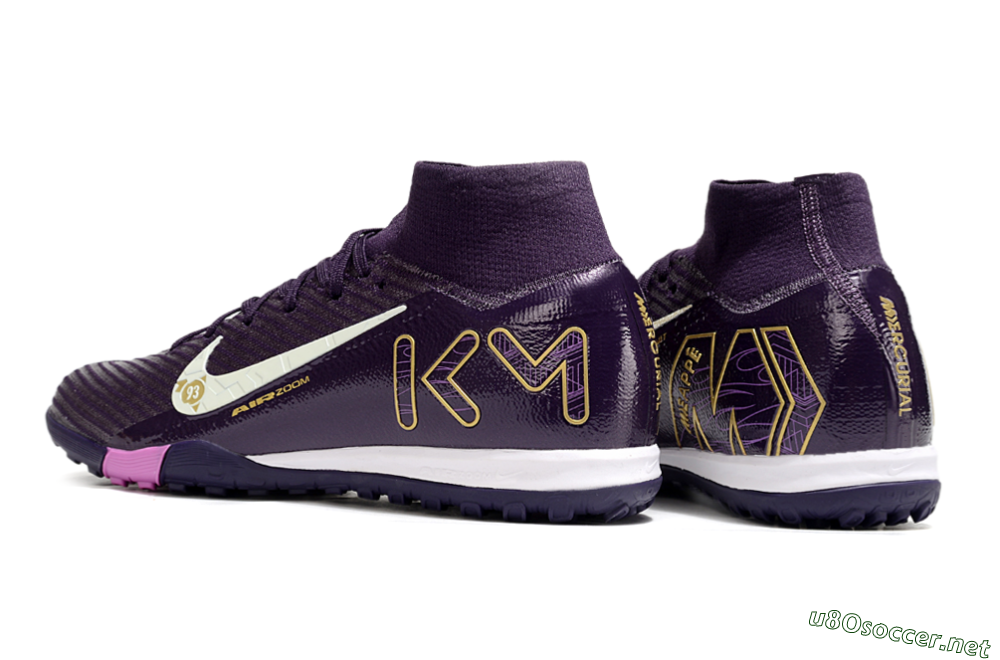Unisex Nike Air Zoom Mercurial Superfly 10 Elite TF Football Shoes - Purple/White/Gold 5