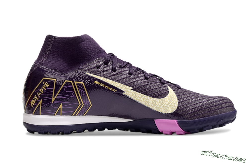 Unisex Nike Air Zoom Mercurial Superfly 10 Elite TF Football Shoes - Purple/White/Gold 4
