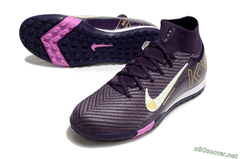 Unisex Nike Air Zoom Mercurial Superfly 10 Elite TF Football Shoes - Purple/White/Gold 3