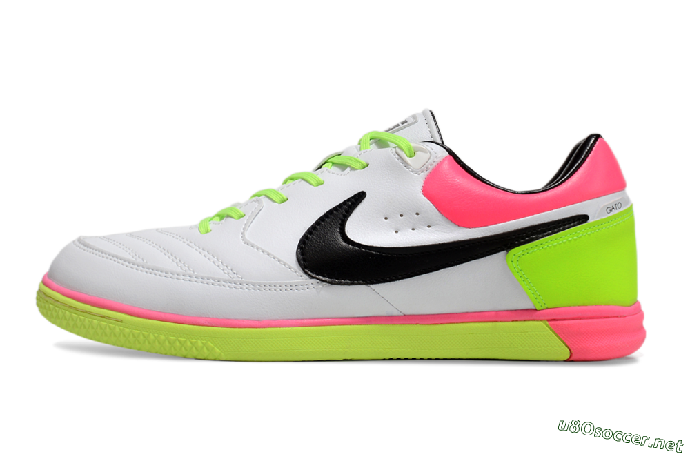 Men's Nike Street Gato IC Football Shoes - White/Black/Pink/Yellow 0