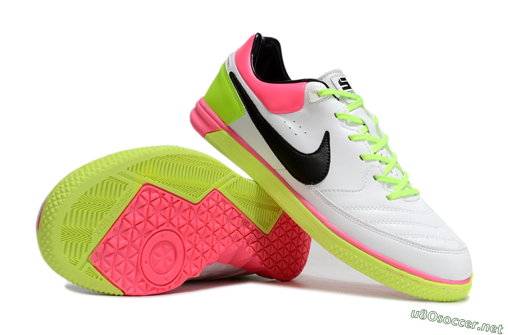 Men's Nike Street Gato IC Football Shoes - White/Black/Pink/Yellow 1