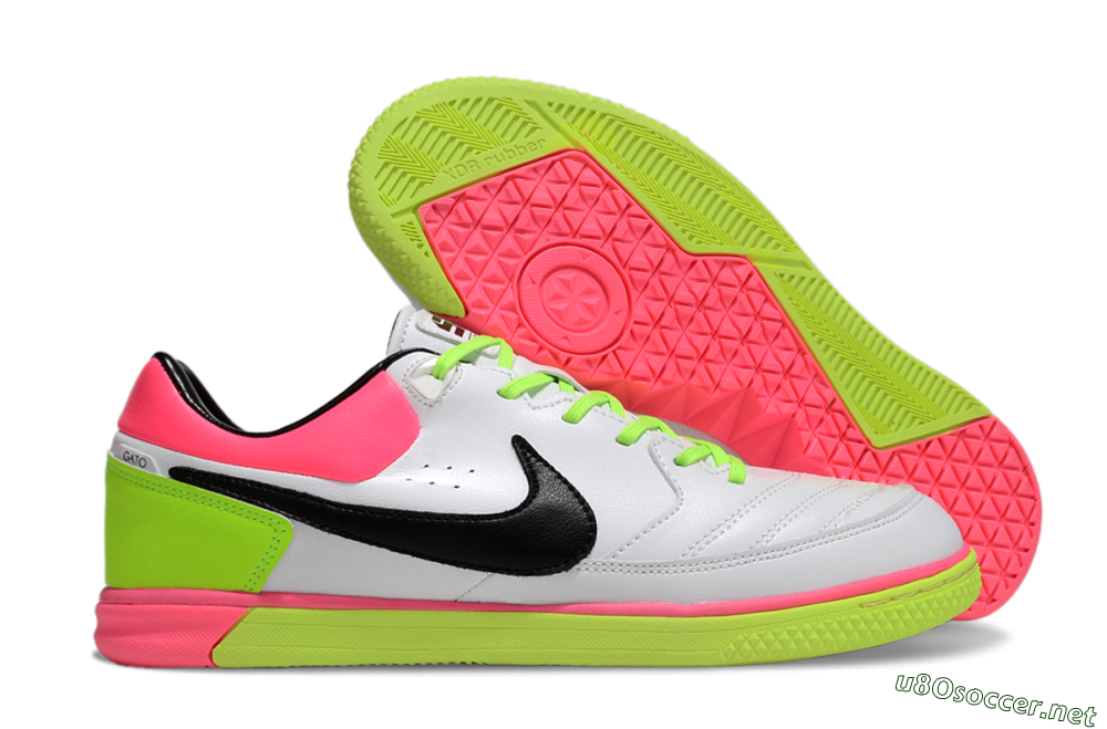 Men's Nike Street Gato IC Football Shoes - White/Black/Pink/Yellow 2
