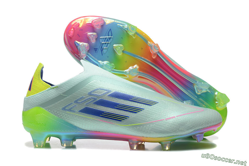 Men's Adidas F50 Elite Laceless FG Football Boots - Jade/Blue/Pink/Yellow 2