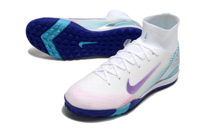 Unisex Nike Air Zoom Mercurial Superfly 10 Elite TF Football Shoes - White/Purple/Blue