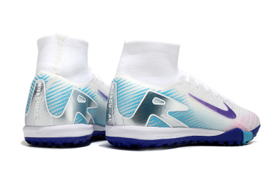 Unisex Nike Air Zoom Mercurial Superfly 10 Elite TF Football Shoes - White/Purple/Blue