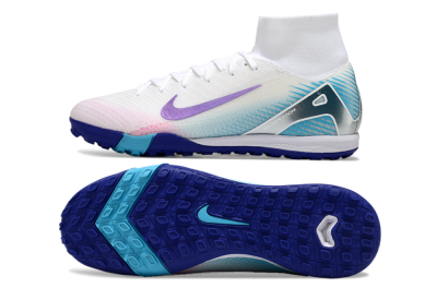 Unisex Nike Air Zoom Mercurial Superfly 10 Elite TF Football Shoes - White/Purple/Blue