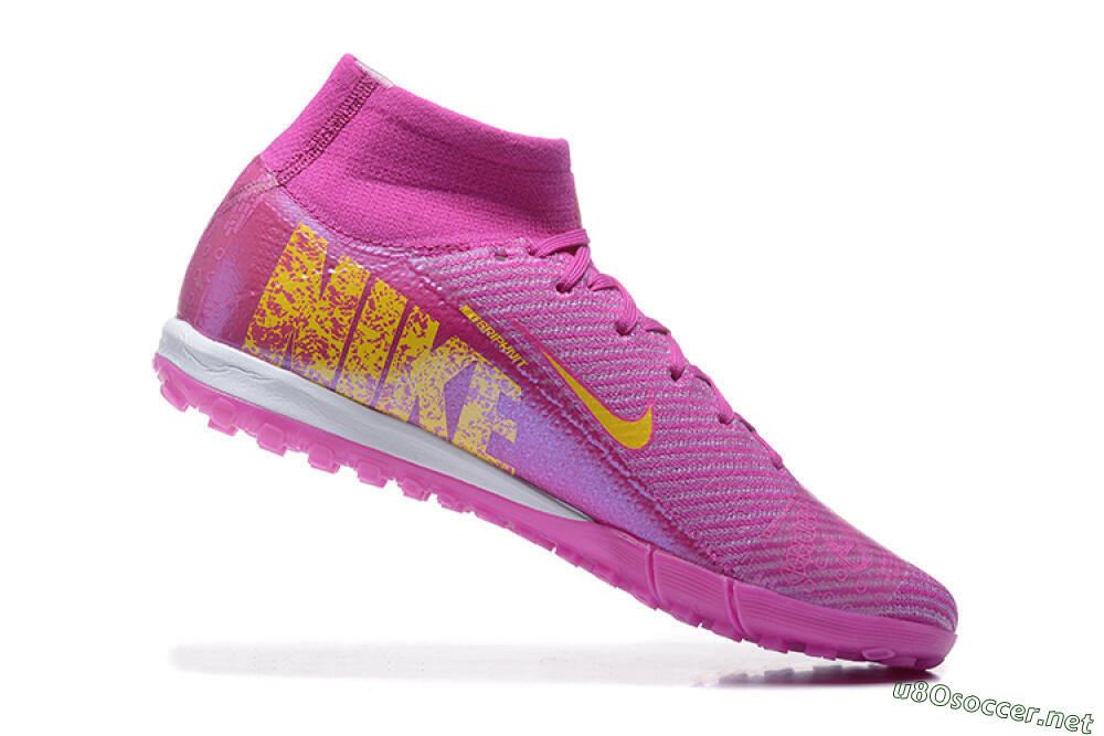 Men's Nike Air Zoom Mercurial Superfly 10 Elite TF Football Shoes - PurpleYellow/White 7