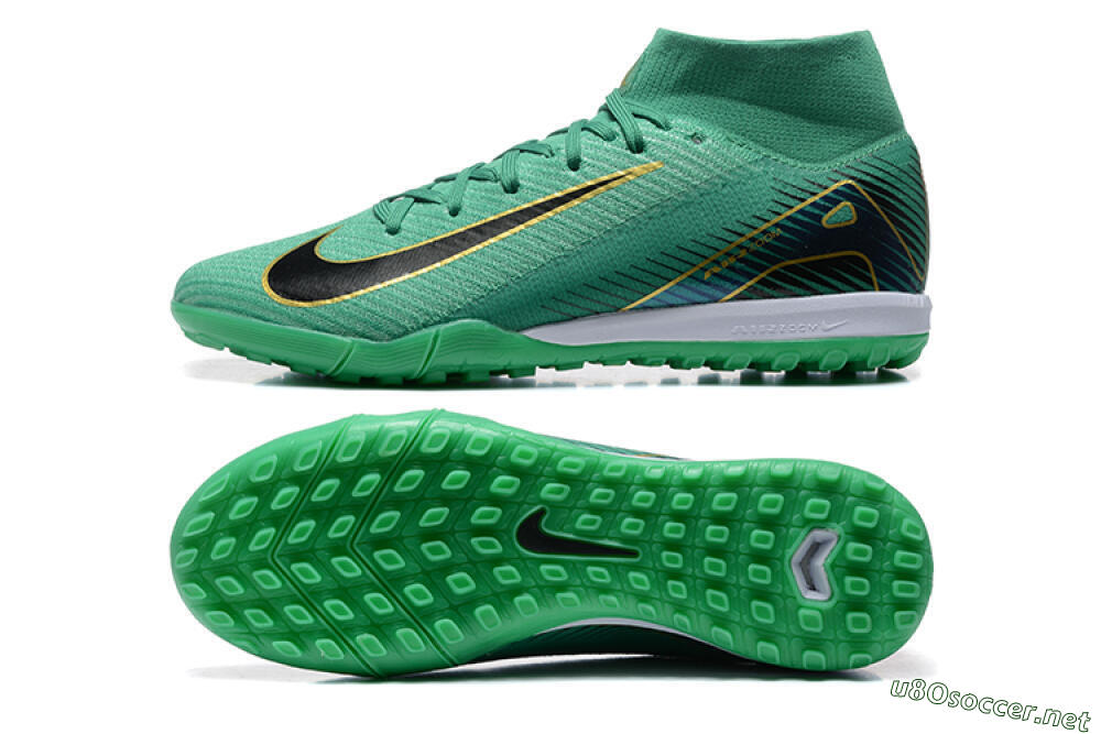 Men's Nike Air Zoom Mercurial Superfly 10 Elite TF Football Shoes - Green/Gold/White 1