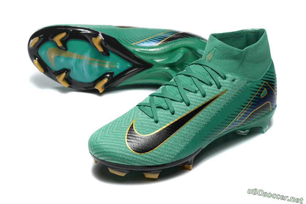 Men's Nike Air Zoom Mercurial Superfly 10 Elite FG Football Boots - Green/Gold/White 3