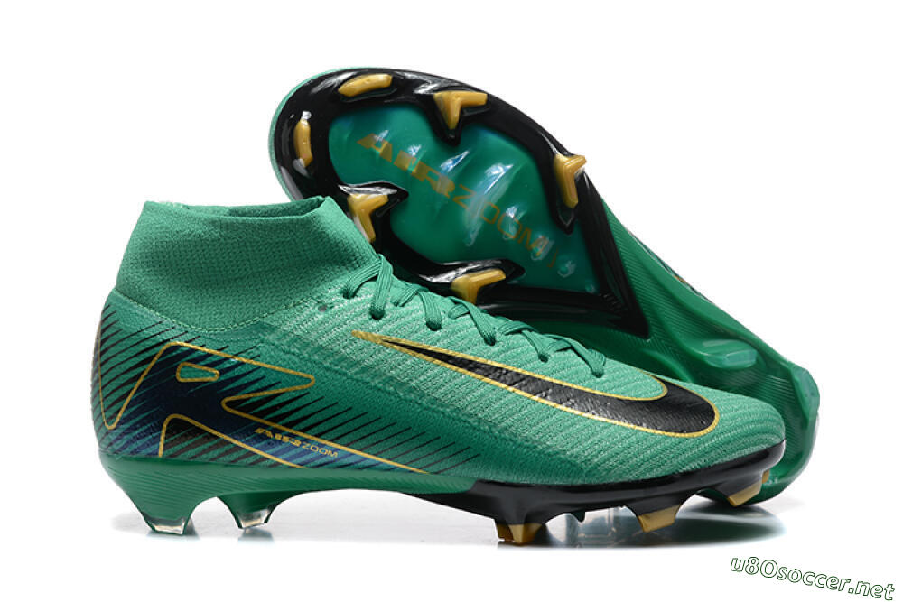 Men's Nike Air Zoom Mercurial Superfly 10 Elite FG Football Boots - Green/Gold/White 2