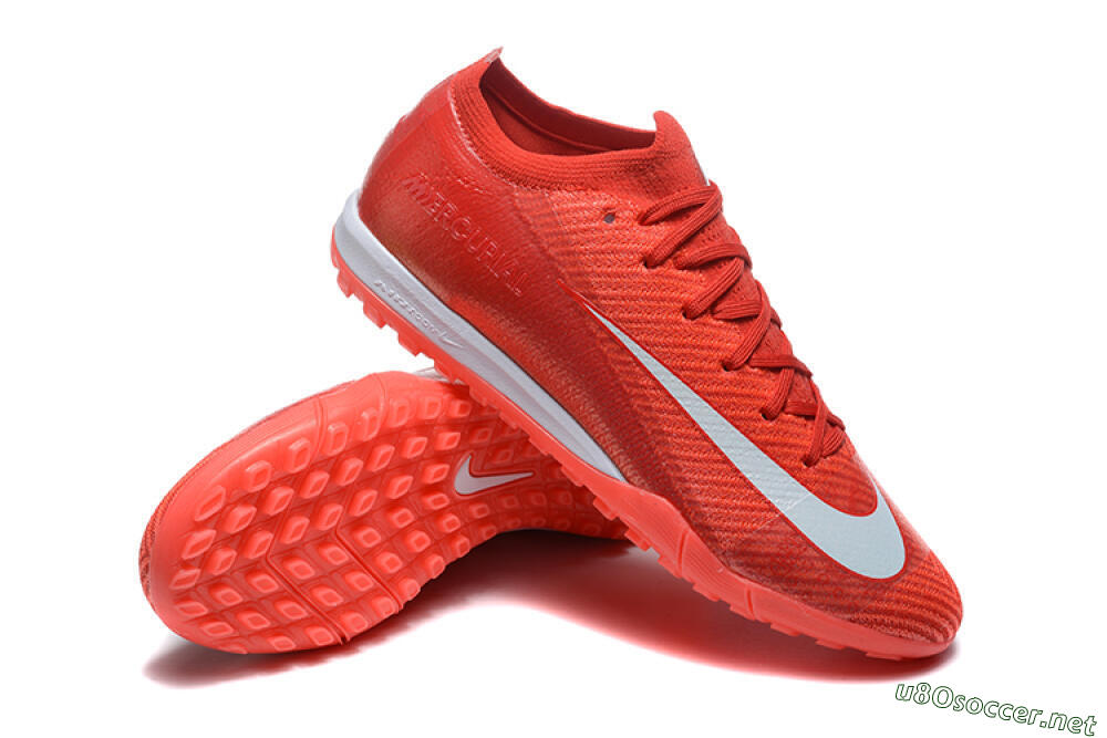 Men's Nike Air Zoom Mercurial Vapor 16 Elite TF Football Shoes - Red/White 4