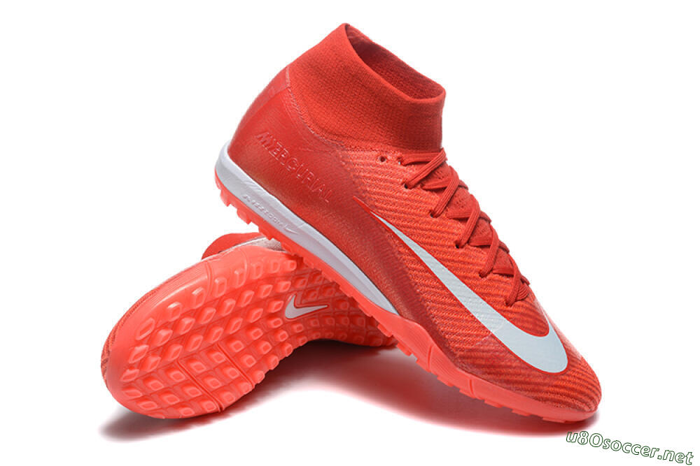 Men's Nike Air Zoom Mercurial Superfly 10 Elite TF Football Shoes - Red/White 4