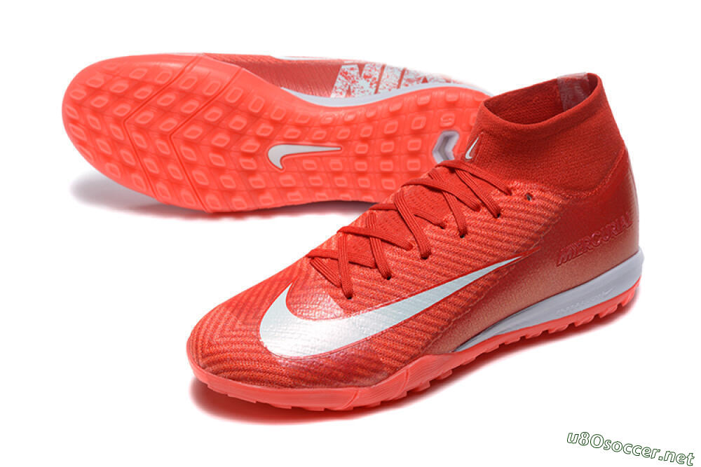 Men's Nike Air Zoom Mercurial Superfly 10 Elite TF Football Shoes - Red/White 3