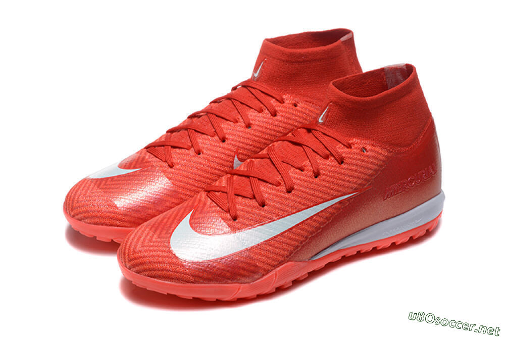Men's Nike Air Zoom Mercurial Superfly 10 Elite TF Football Shoes - Red/White 5