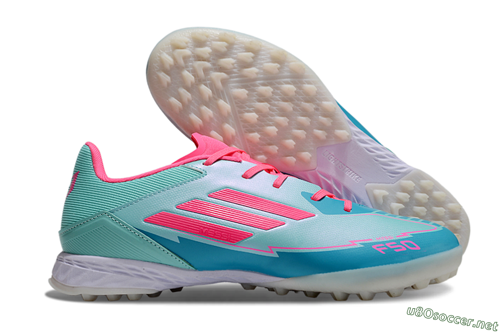 Men's Adidas F50 Pro TF Football Shoes - Jade/Pink/White 2