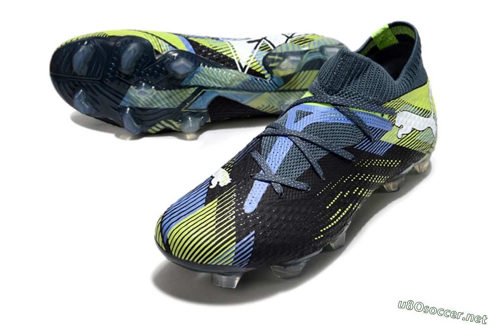 Men's Puma Future Ultimate FG Football Boots - Black/Yellow/Blue 3