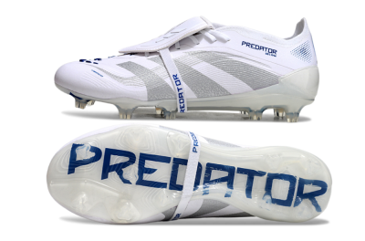Unisex Adidas Predator Elite 25 Foldover Tongue FG Football Boots - White/Blue/Silver