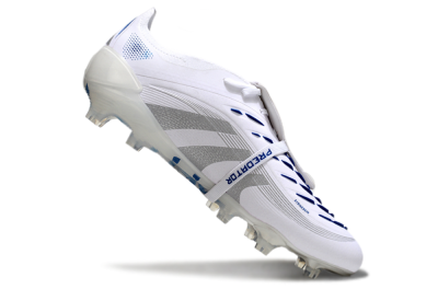 Unisex Adidas Predator Elite 25 Foldover Tongue FG Football Boots - White/Blue/Silver