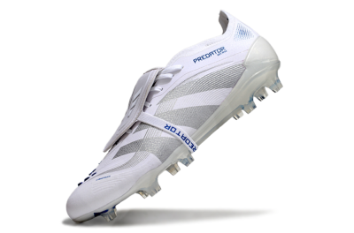 Unisex Adidas Predator Elite 25 Foldover Tongue FG Football Boots - White/Blue/Silver