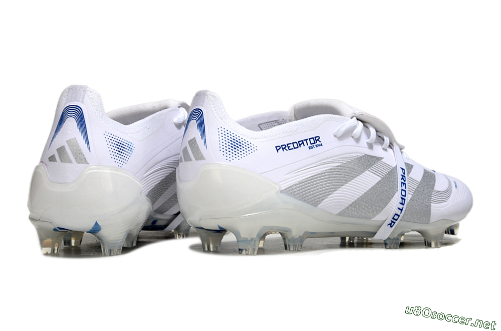 Unisex Adidas Predator Elite 25 Foldover Tongue FG Football Boots - White/Blue/Silver 6