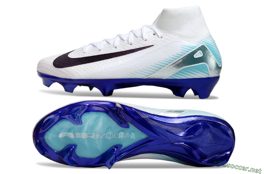 Unisex Nike Air Zoom Mercurial Superfly 10 Elite FG Football Boots - White/Purple/Blue 1