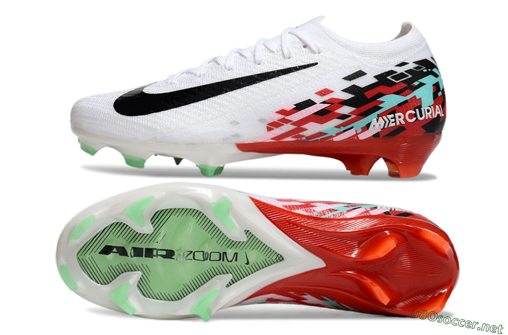 Unisex Nike Air Zoom Mercurial Vapor 16 Elite FG Football Boots - White/Black/Red 1