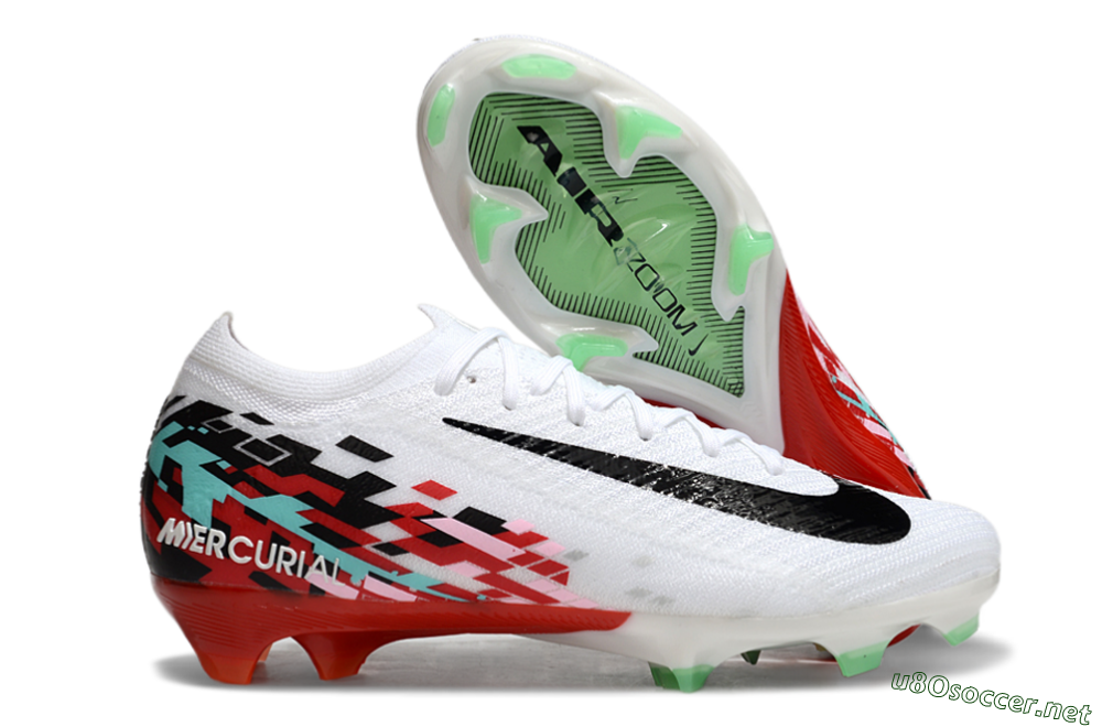 Unisex Nike Air Zoom Mercurial Vapor 16 Elite FG Football Boots - White/Black/Red 2