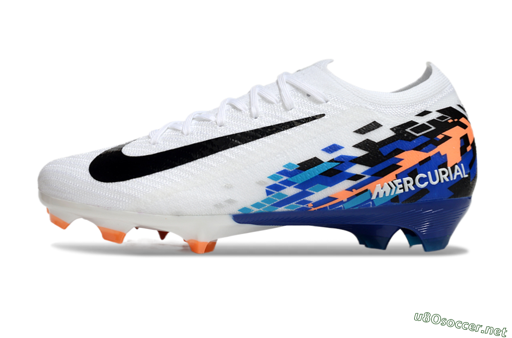 Unisex Nike Air Zoom Mercurial Vapor 16 Elite FG Football Boots - White/Black/Blue/Orange 4