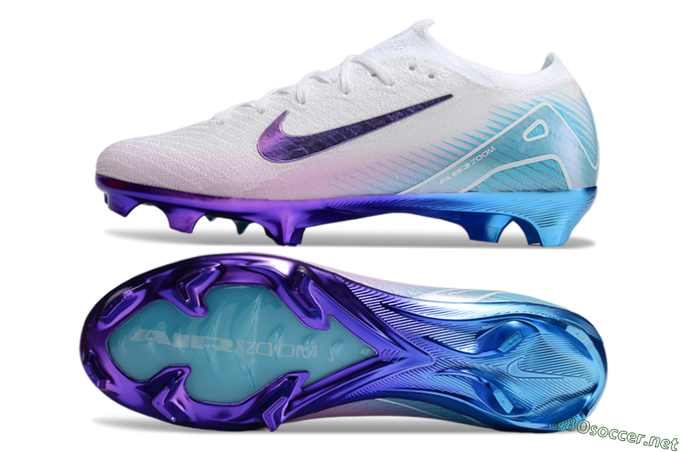 Unisex Nike Air Zoom Mercurial Vapor 16 Elite FG Football Boots - White/Purple/Blue 1