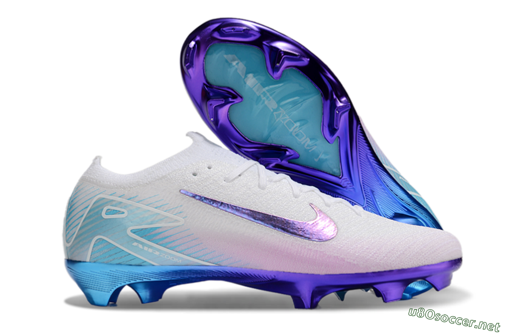 Unisex Nike Air Zoom Mercurial Vapor 16 Elite FG Football Boots - White/Purple/Blue 2