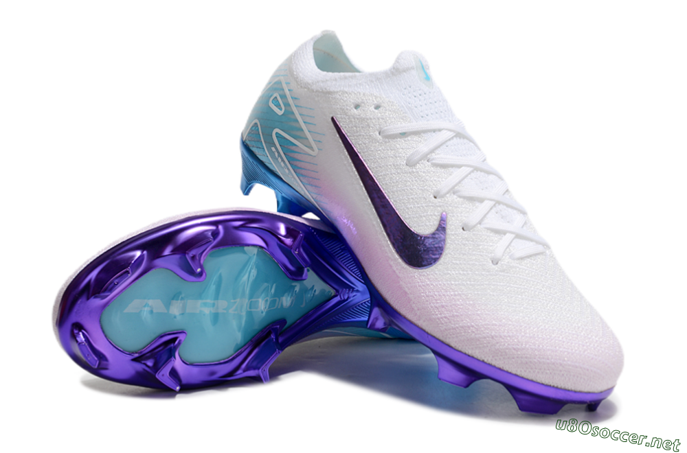 Unisex Nike Air Zoom Mercurial Vapor 16 Elite FG Football Boots - White/Purple/Blue 3