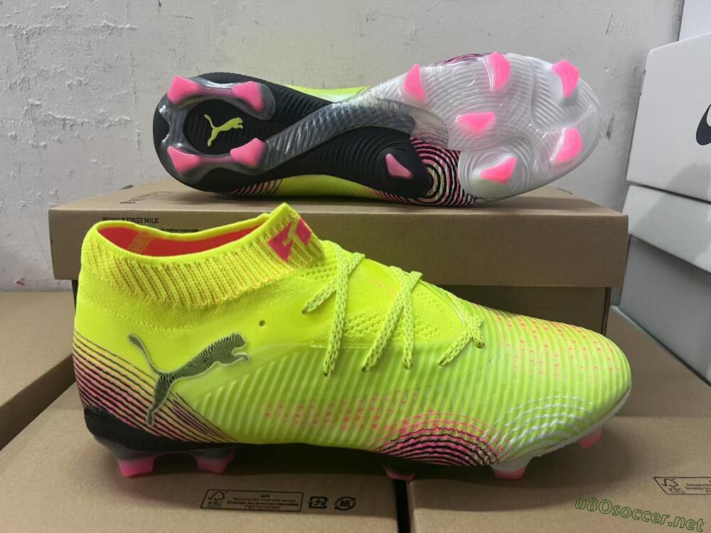 Men's Puma Future 8 Ultimate FG Football Boots - Yellow/Pink/Black