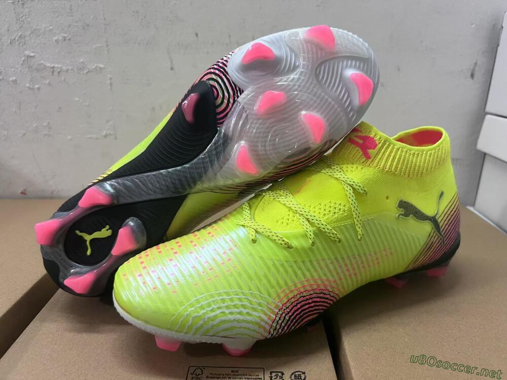 Men's Puma Future 8 Ultimate FG Football Boots - Yellow/Pink/Black