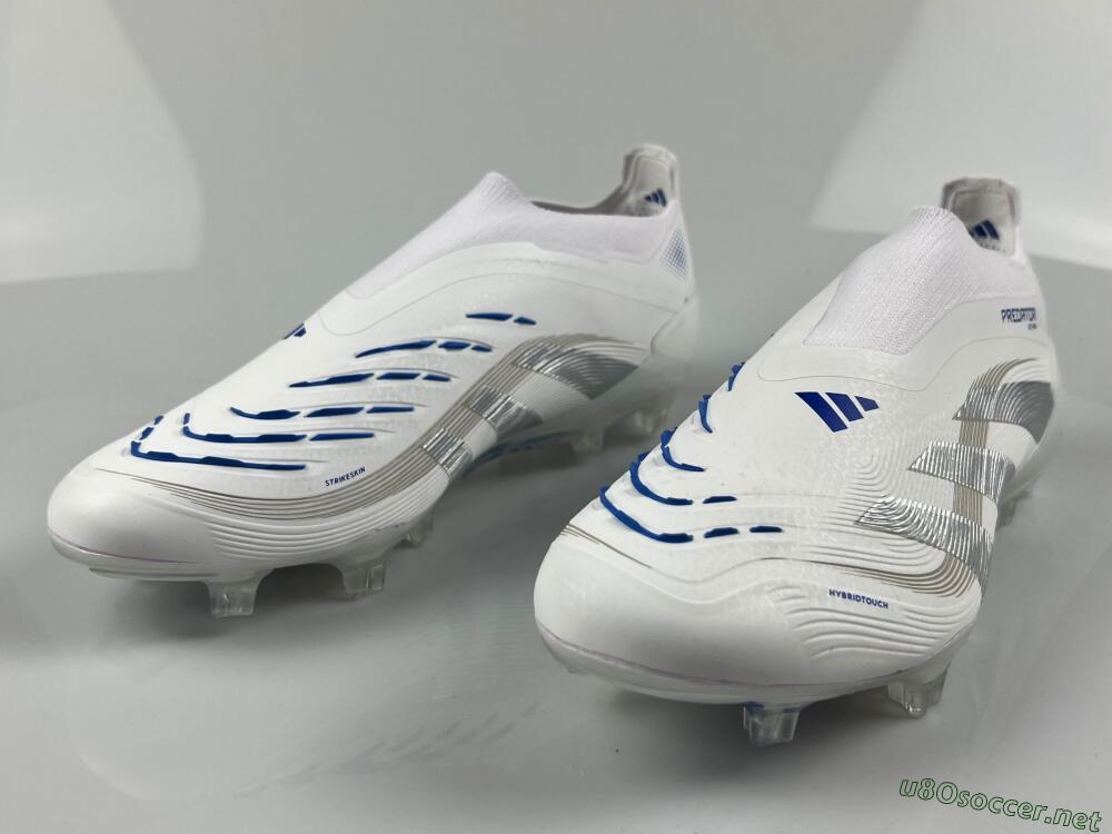 Men's Adidas Predator Laceless Elite 25 FG Football Boots - White/Blue/Silver