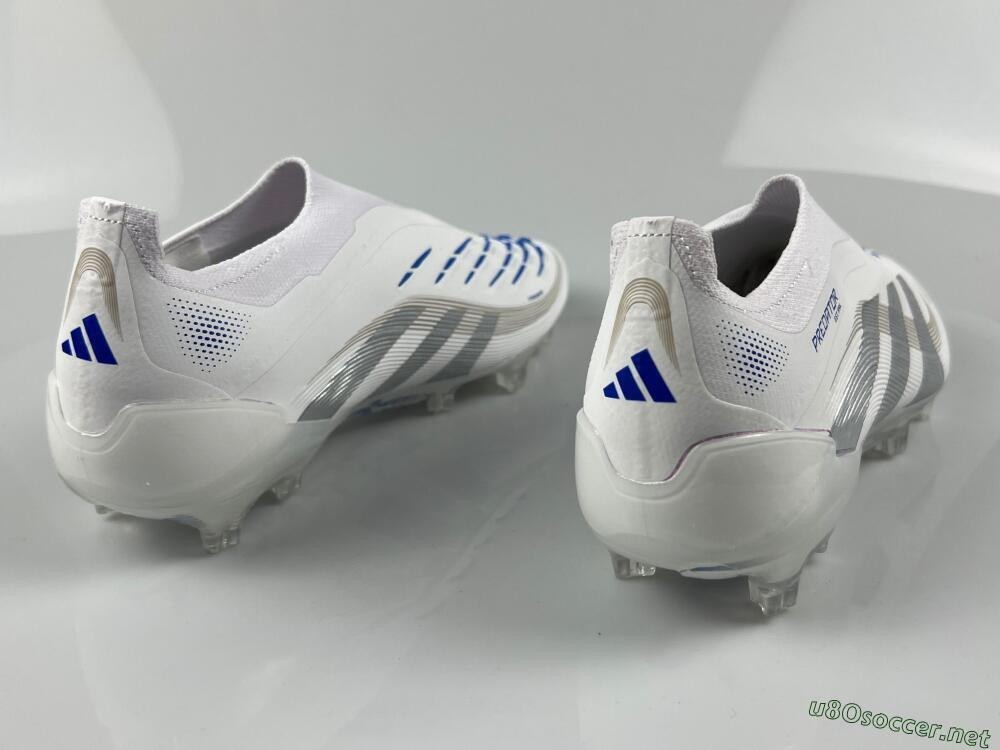 Men's Adidas Predator Laceless Elite 25 FG Football Boots - White/Blue/Silver