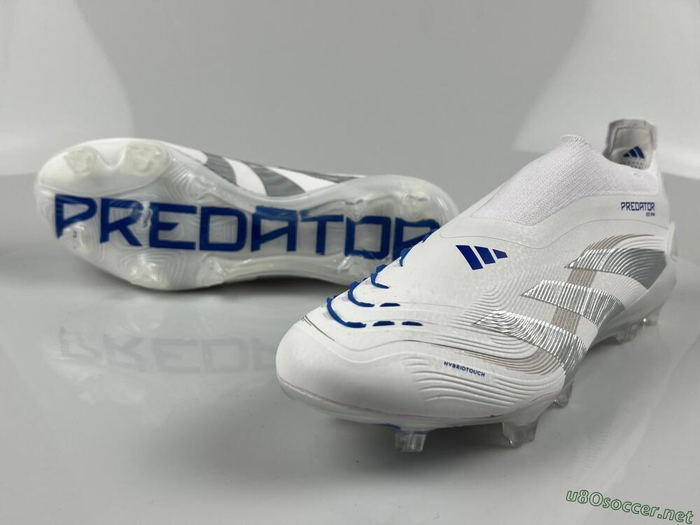 Men's Adidas Predator Laceless Elite 25 FG Football Boots - White/Blue/Silver