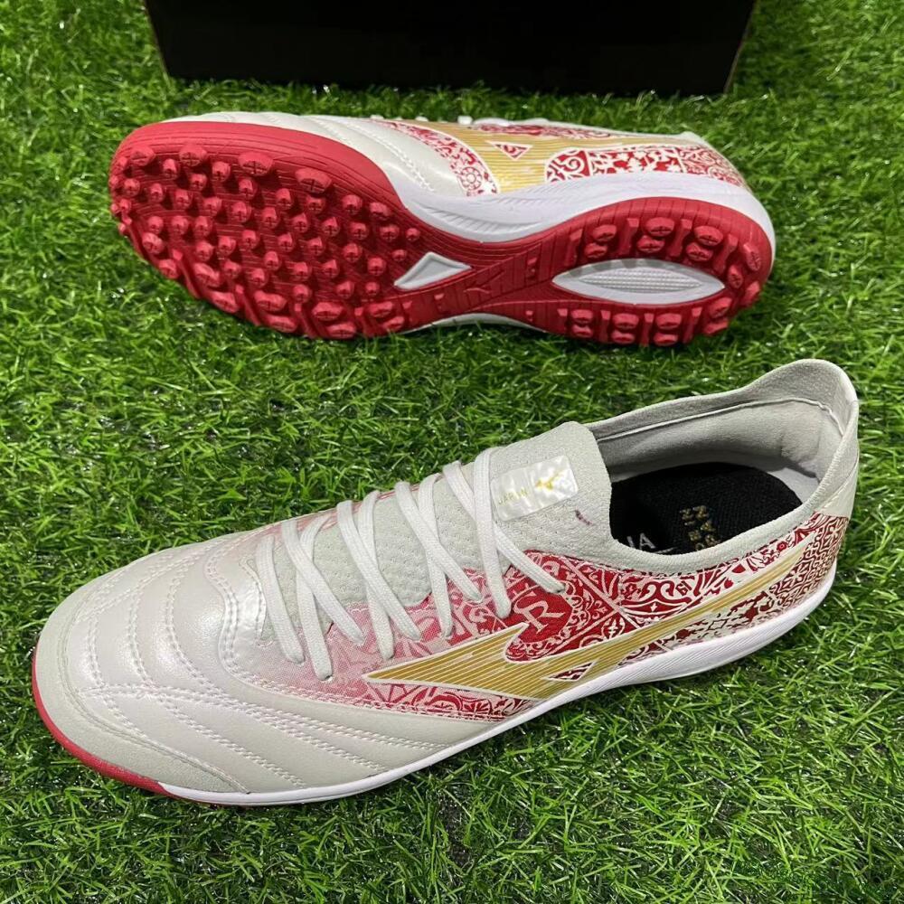 Men's Mizuno Morelia Neo Sala M8 TF Football Shoes - White/Red/Yellow