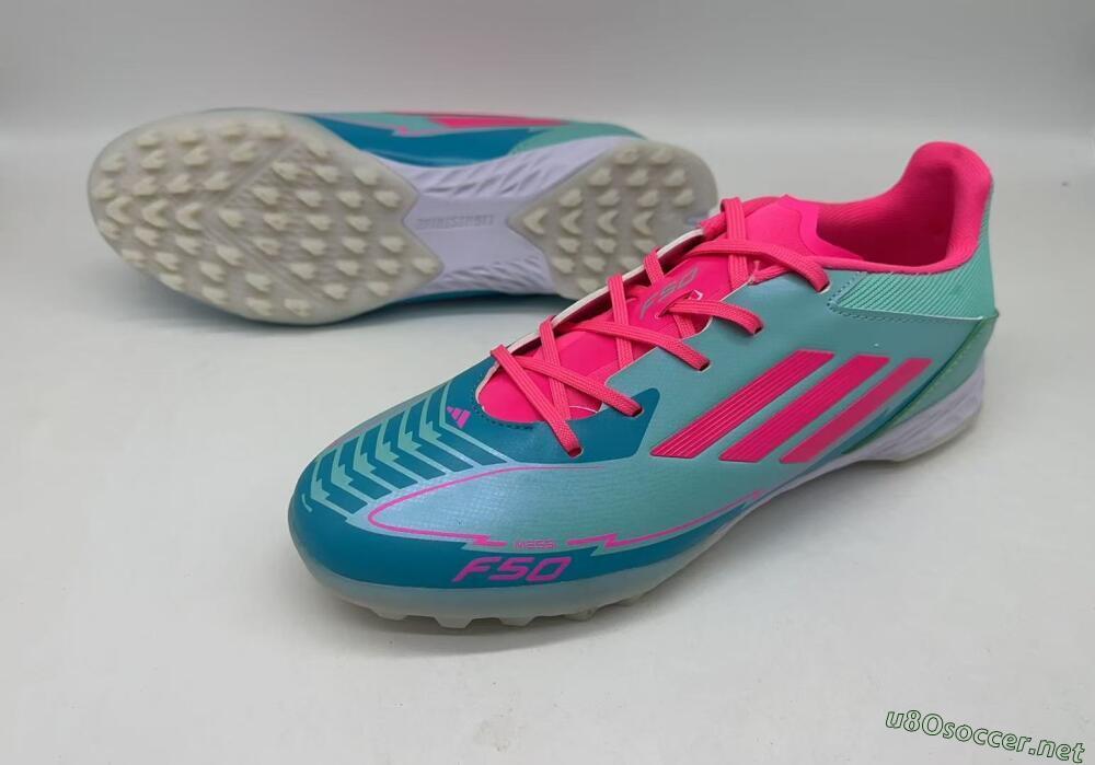 Men's Adidas F50 Pro TF Football Shoes - Jade/Pink/White