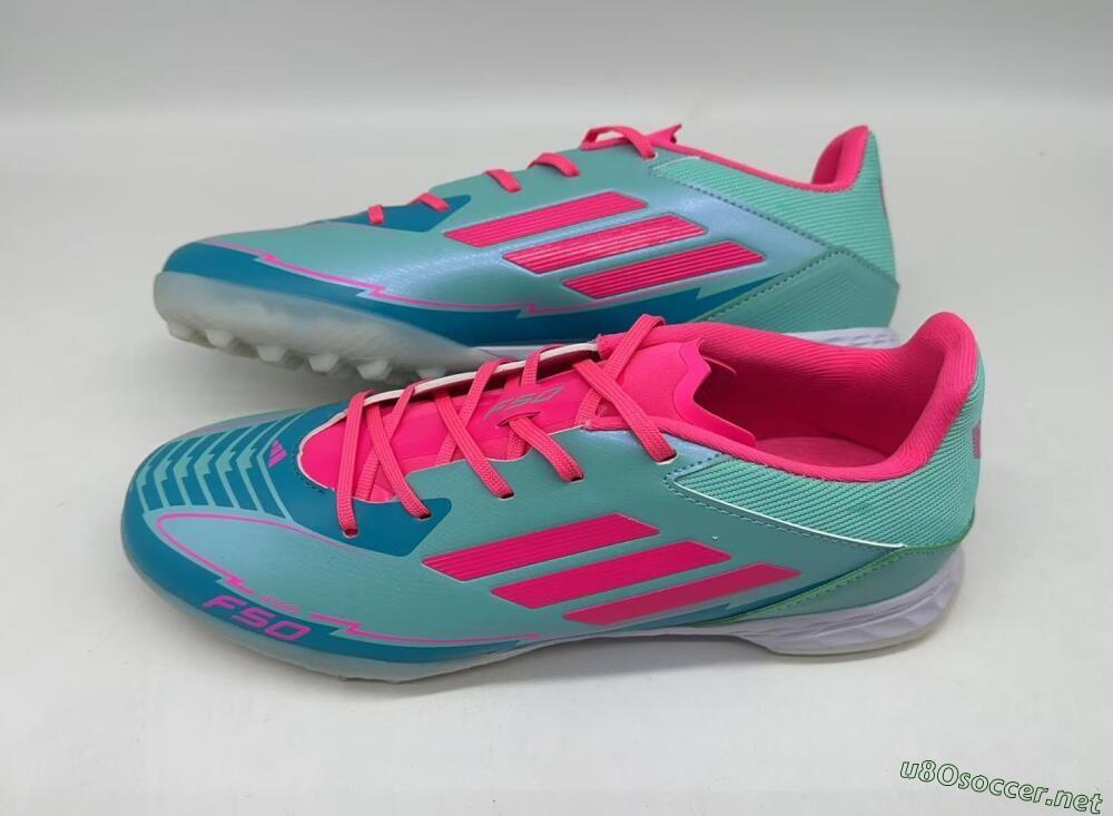 Men's Adidas F50 Pro TF Football Shoes - Jade/Pink/White