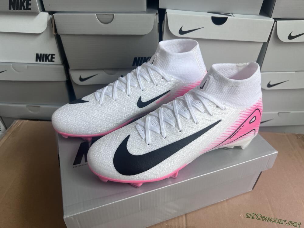 Unisex Nike Air Zoom Mercurial Superfly 10 Elite FG Football Boots - White/Black/Pink