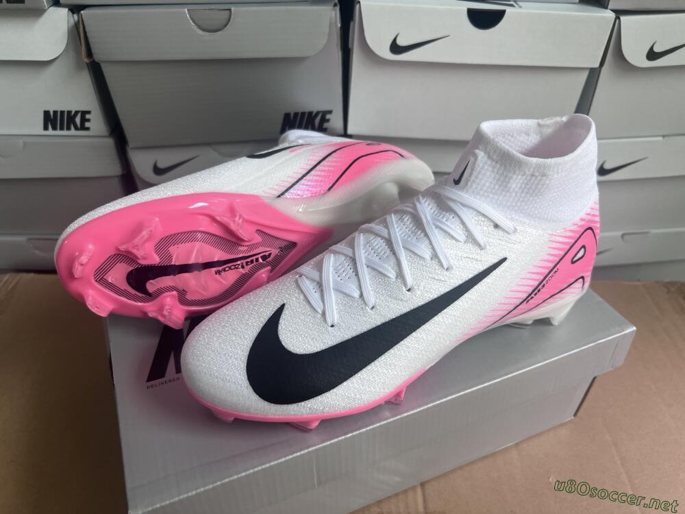 Unisex Nike Air Zoom Mercurial Superfly 10 Elite FG Football Boots - White/Black/Pink