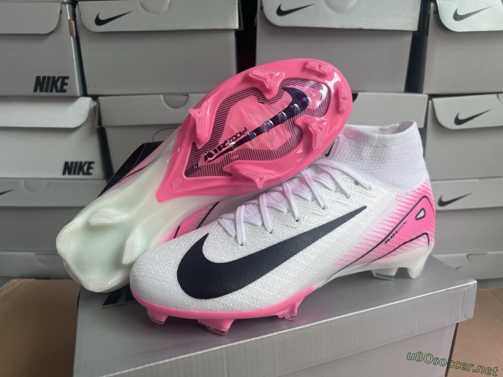 Unisex Nike Air Zoom Mercurial Superfly 10 Elite FG Football Boots - White/Black/Pink