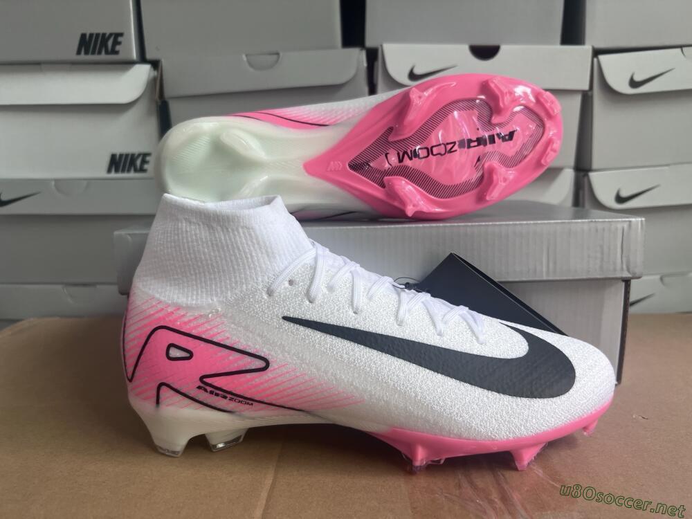Unisex Nike Air Zoom Mercurial Superfly 10 Elite FG Football Boots - White/Black/Pink