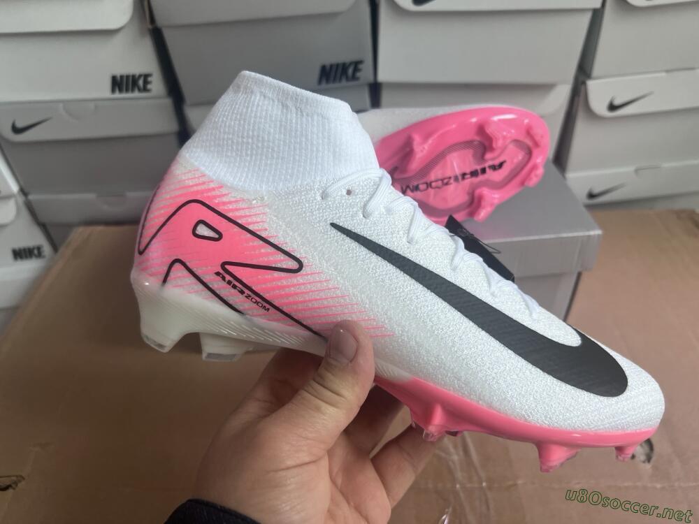 Unisex Nike Air Zoom Mercurial Superfly 10 Elite FG Football Boots - White/Black/Pink